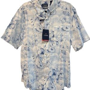 NWT Chaps Men's White and Blue Floral Button Down Shirt